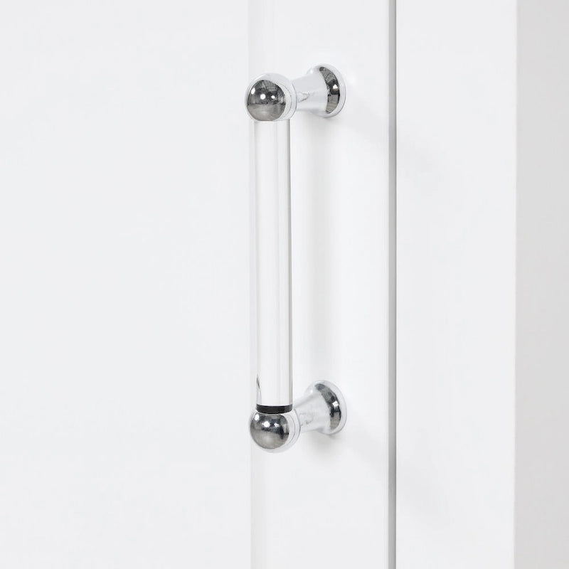 Armoire de rangement sur pied blanche et haute avec tiroirs, porte et étagère réglable