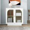Meuble de rangement avec portes vitrées arquées Blanc Noir Poignée dorée Salon