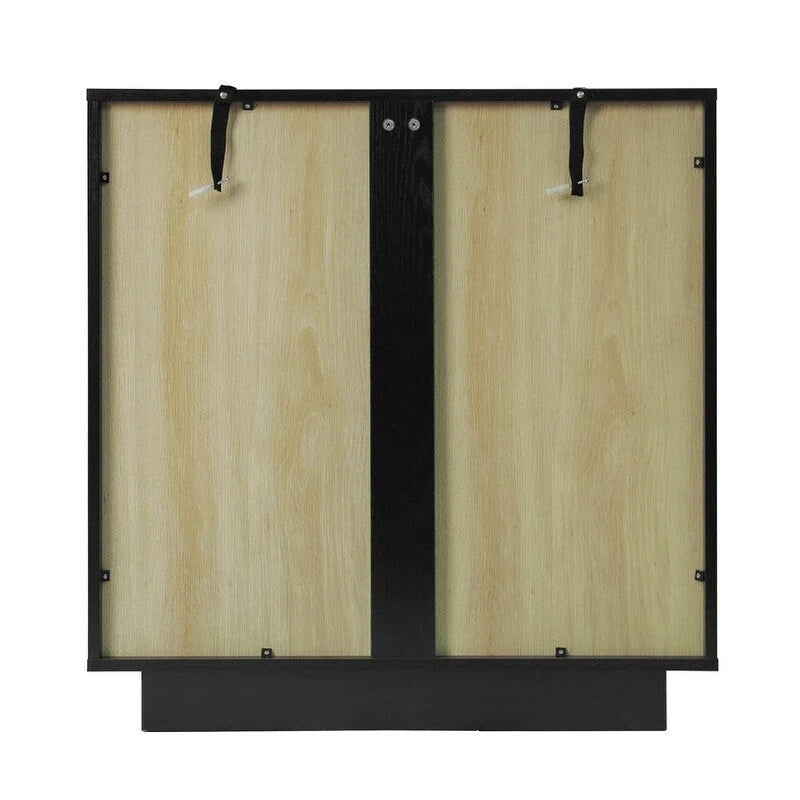 Meuble de rangement avec portes vitrées arquées Blanc Noir Poignée dorée Salon