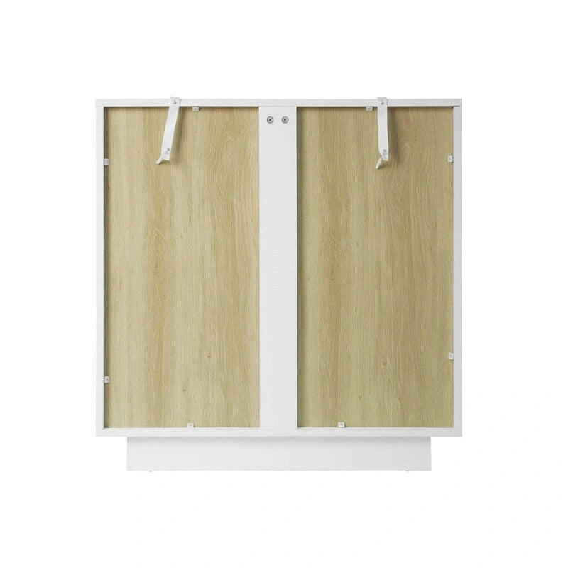 Meuble de rangement avec portes vitrées arquées Blanc Noir Poignée dorée Salon