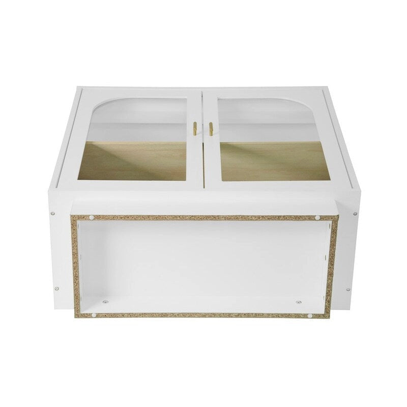 Meuble de rangement avec portes vitrées arquées Blanc Noir Poignée dorée Salon