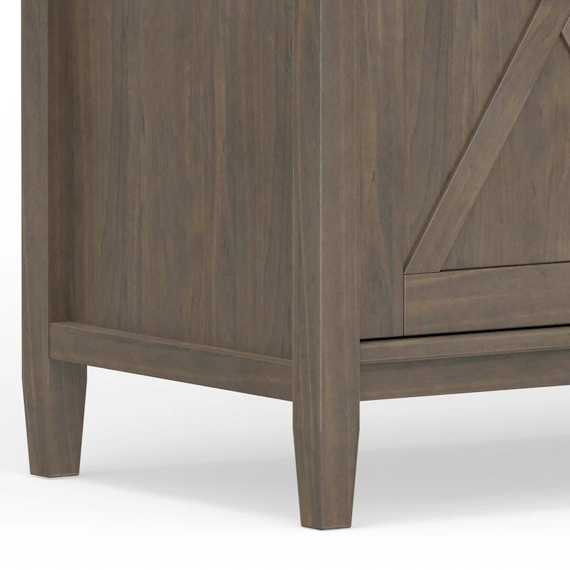Buffet de style transitionnel en bois massif brun fumé avec 6 tiroirs et armoires de rangement