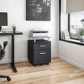 Classeur mobile à roulettes avec plateau en verre trempé et tiroirs verrouillables Gris graphite