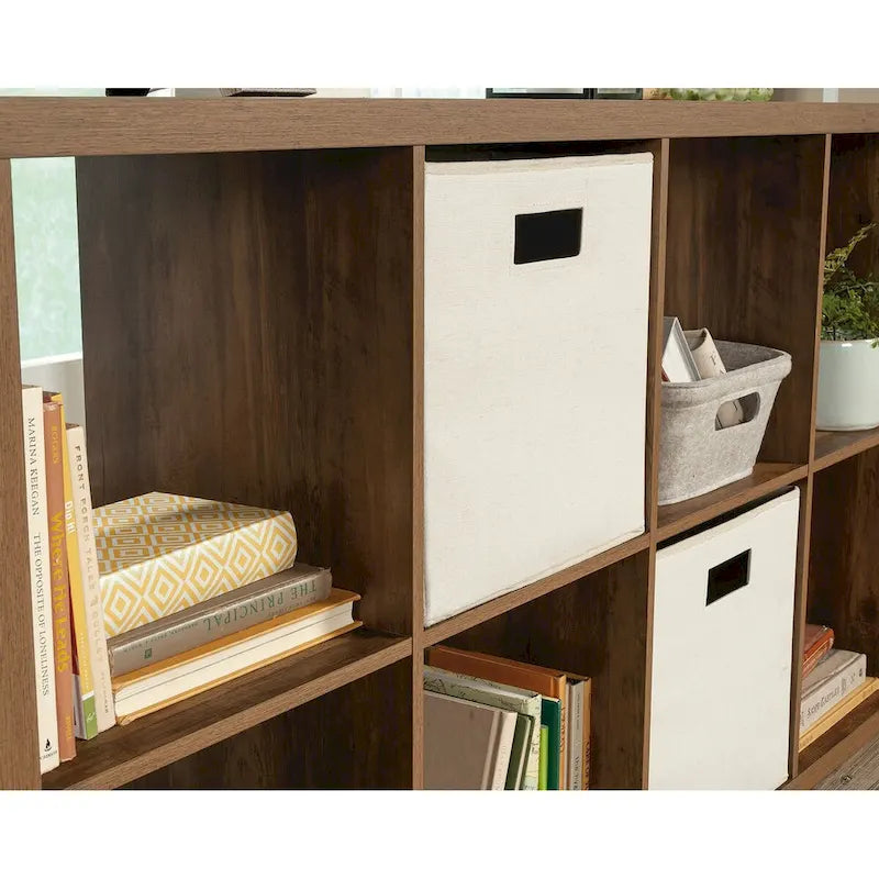 Bibliothèque de rangement 8 cubes, étagère ouverte, finition bois rustique