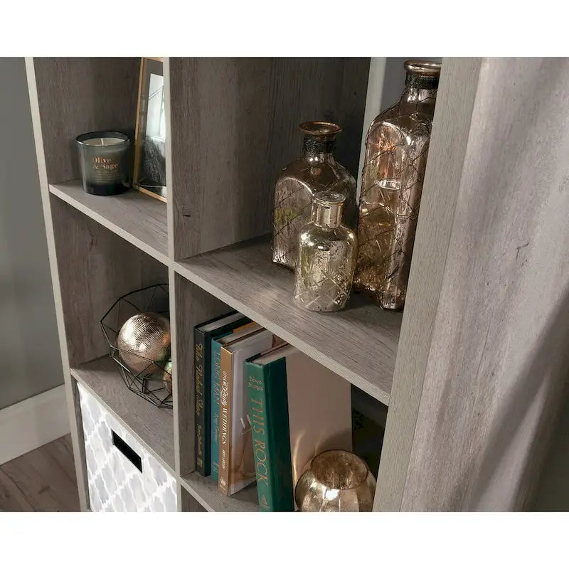 Bibliothèque de rangement 8 cubes, étagère ouverte, finition bois rustique