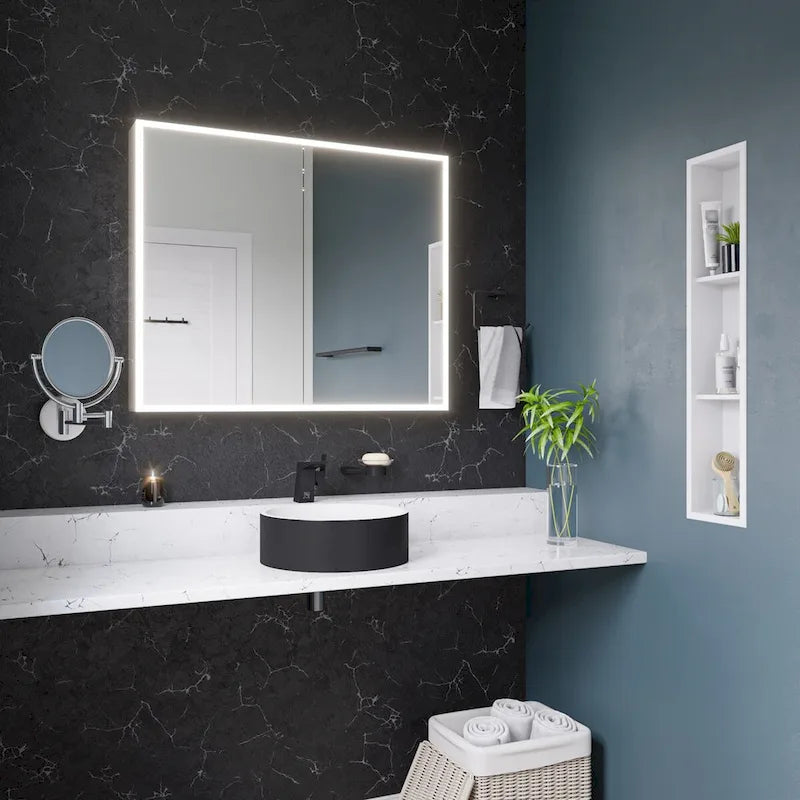 Niche de douche encastrée verticale triple étagère en acier inoxydable blanc mat 8 x 36