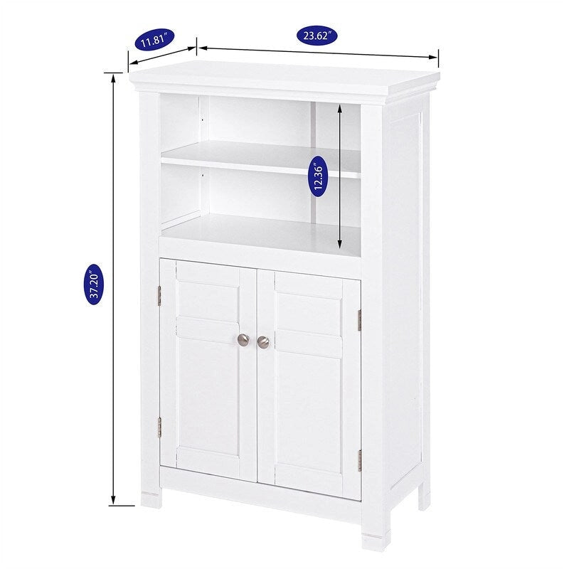 Meuble de rangement autoportant avec portes et étagères ouvertes, intérieur réglable, MDF, expresso, blanc