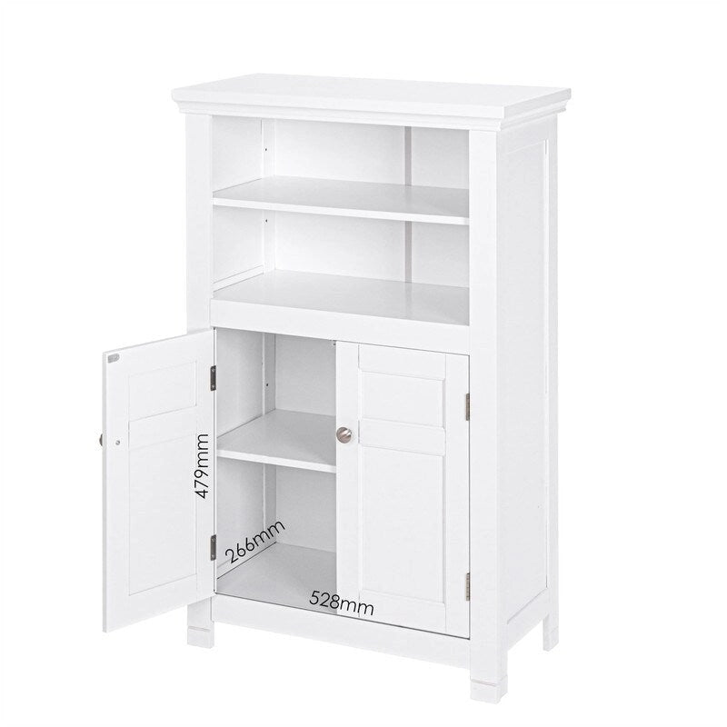 Meuble de rangement autoportant avec portes et étagères ouvertes, intérieur réglable, MDF, expresso, blanc