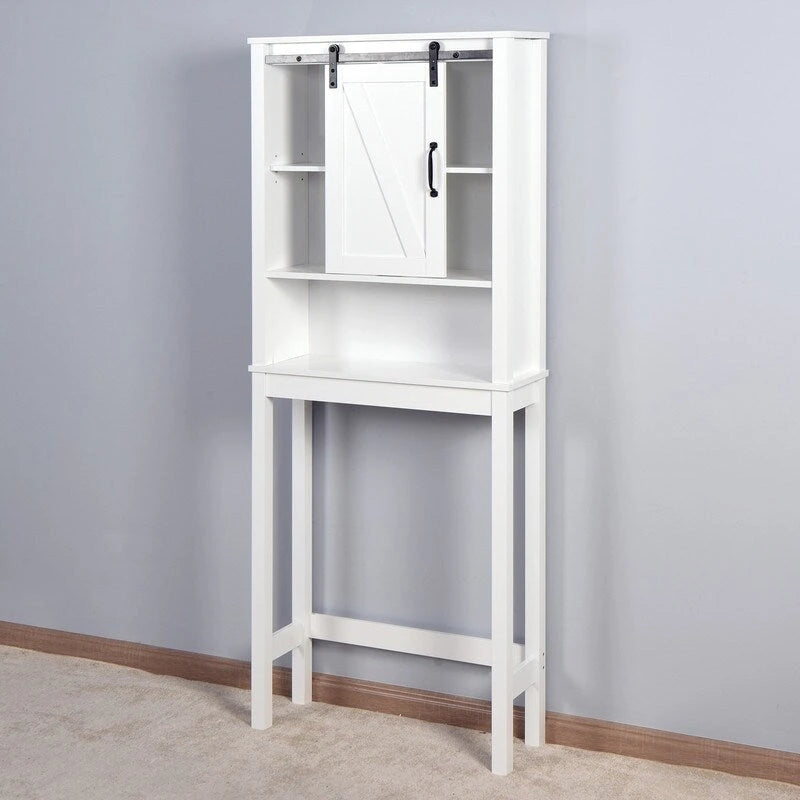 Armoire de rangement de salle de bain sur-WC avec porte coulissante de style grange - Organisateur de salle de bain