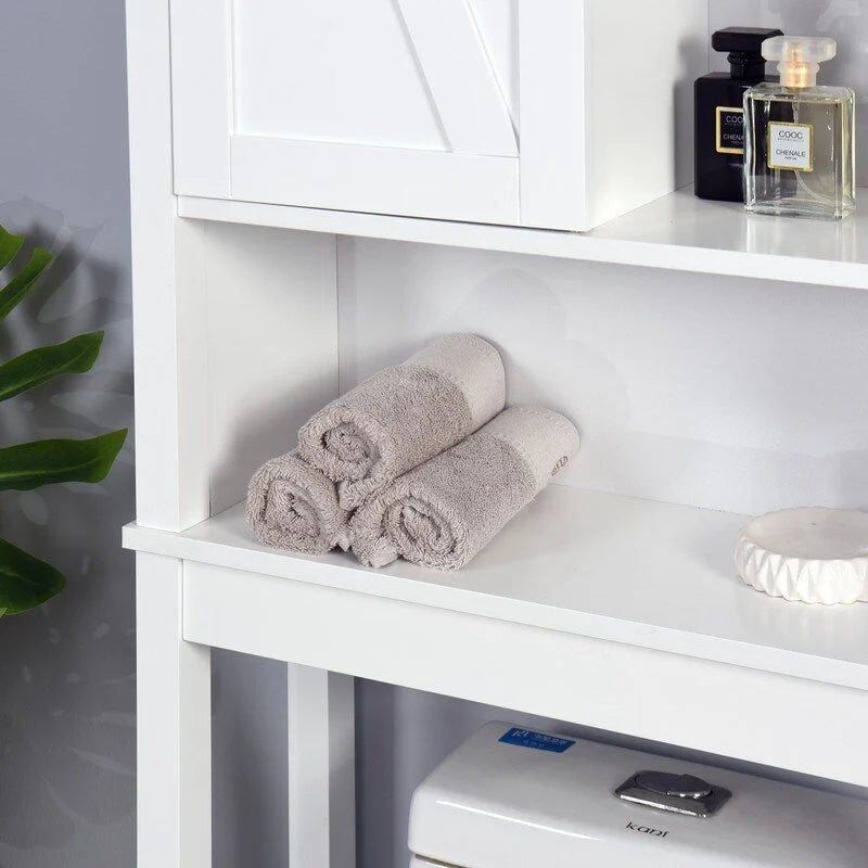 Armoire de rangement de salle de bain sur-WC avec porte coulissante de style grange - Organisateur de salle de bain