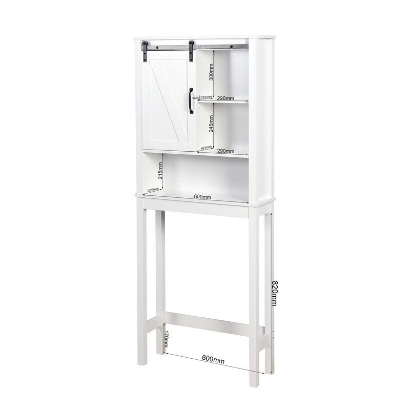 Armoire de rangement de salle de bain sur-WC avec porte coulissante de style grange - Organisateur de salle de bain