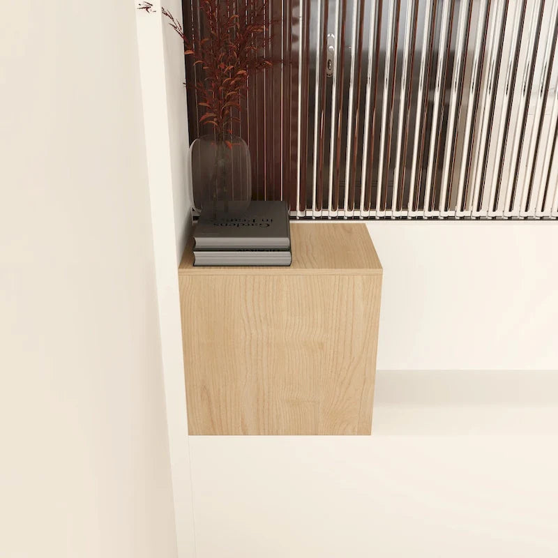 Étagère de rangement murale, organiseur de cubes à deux niveaux, bois de chêne clair