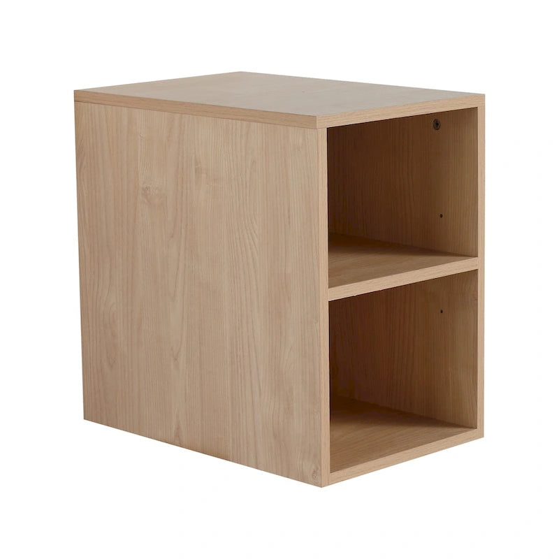 Étagère de rangement murale, organiseur de cubes à deux niveaux, bois de chêne clair