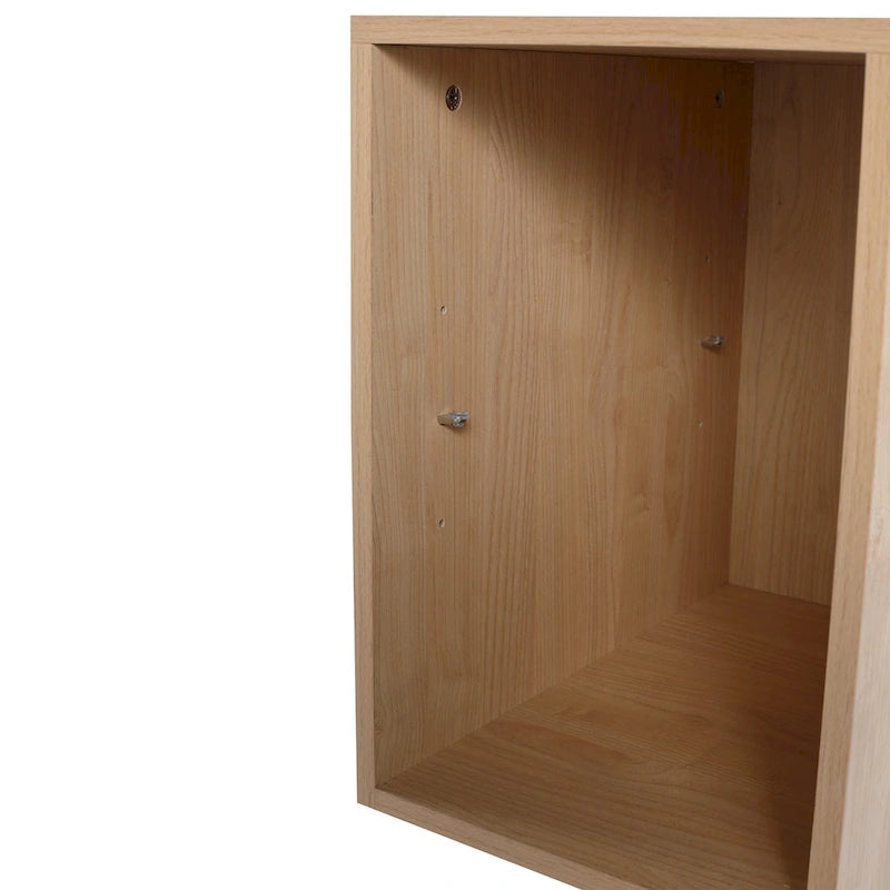 Étagère de rangement murale, organiseur de cubes à deux niveaux, bois de chêne clair