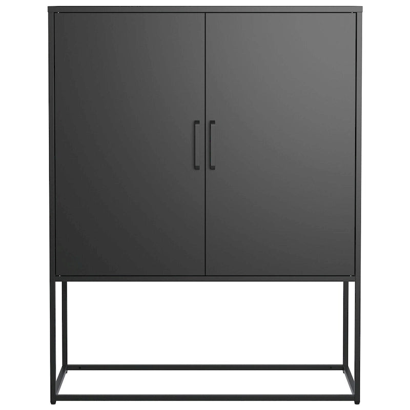 Armoire de rangement métallique à 2 portes avec base à pieds hauts et portes magnétiques, noire ou blanche