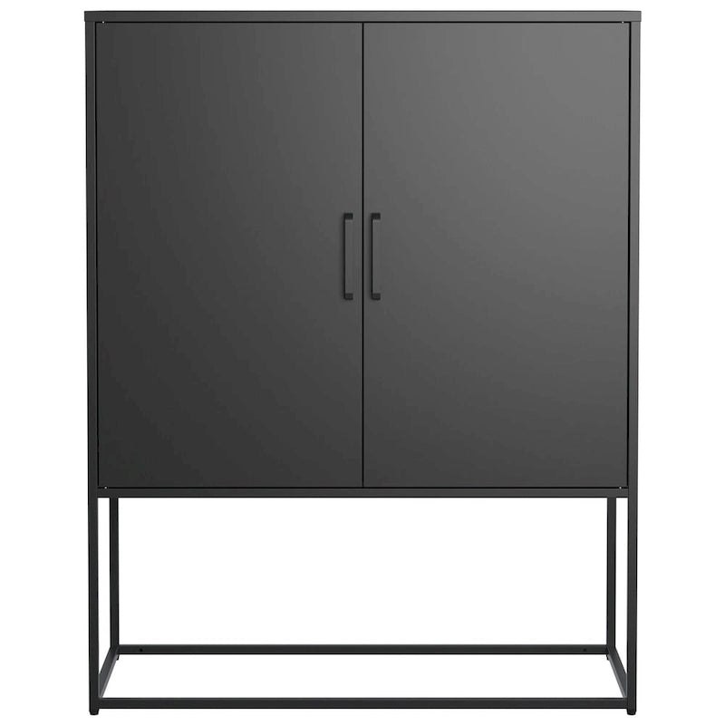 Armoire de rangement métallique à 2 portes avec base à pieds hauts et portes magnétiques, noire ou blanche