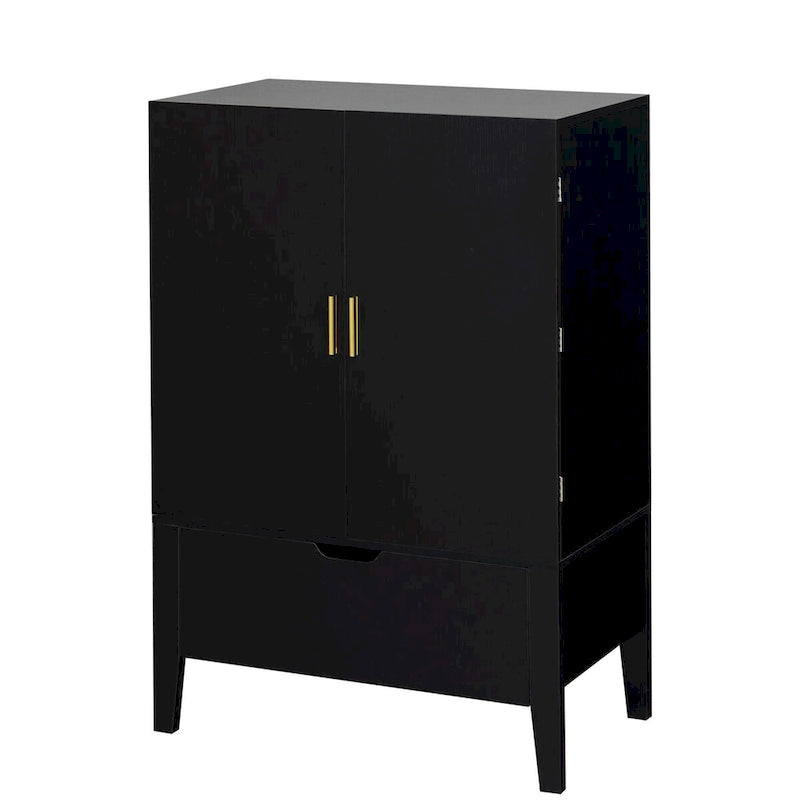 Meuble Bar Style Industriel avec Double Portes Tiroir Porte-Bouteilles Porte-Verres Blanc Marron