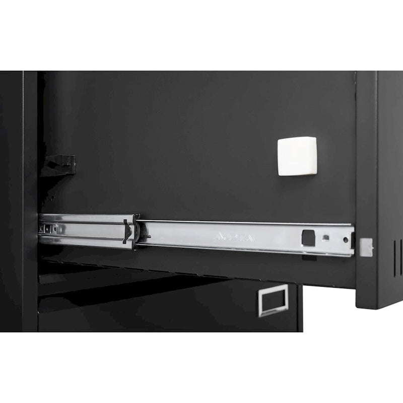 Classeur latéral métallique à 2 tiroirs avec serrure, en acier noir, pour rangement de bureau