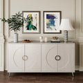 Buffet minimaliste en placage de bois avec pieds en métal champagne noir vieilli