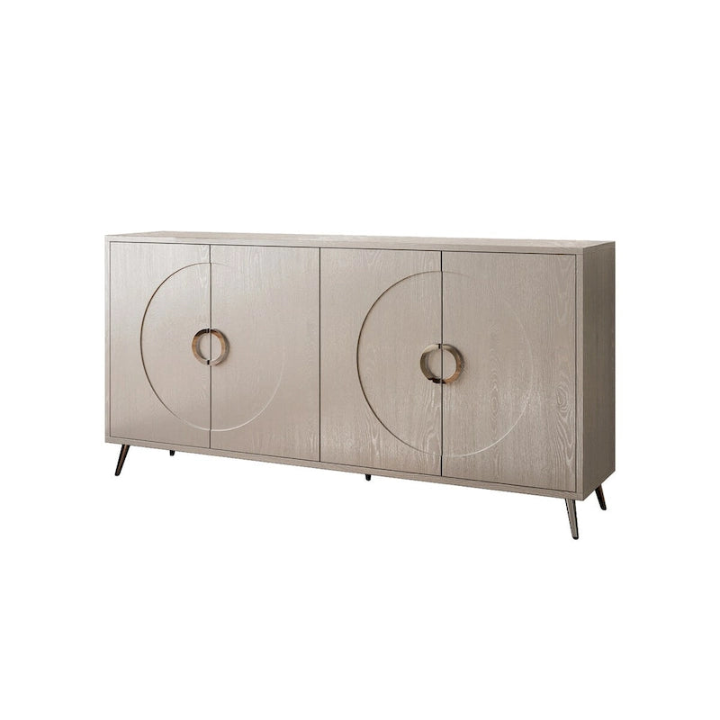 Buffet minimaliste en placage de bois avec pieds en métal champagne noir vieilli