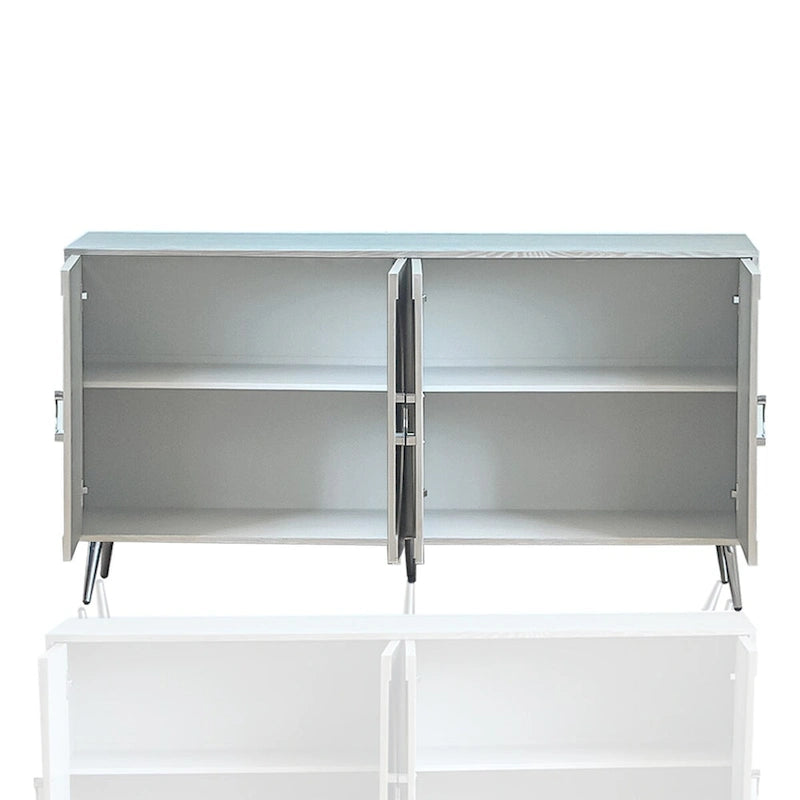 Buffet minimaliste en placage de bois avec pieds en métal champagne noir vieilli