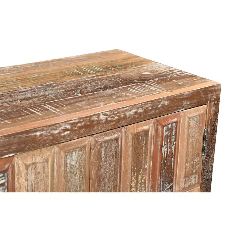 Buffet en bois recyclé 4 portes Armoire de rangement rustique marron